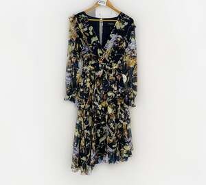 Pilgrim Malika Midi Dress Womens US 6 NWT Navy Floral Long Sleeve Boho $199